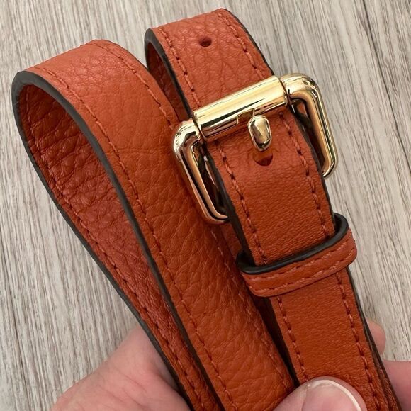 Michael Kors Burnt Orange Leather Buckle Adjustment Gold Hardware Purse Strap - Picture 2 of 6